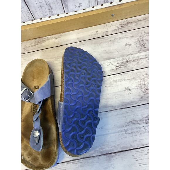 Birkenstock Gizeh Braided Blue Suede T-Strap Sandals – Size 38 - Picture 5 of 6